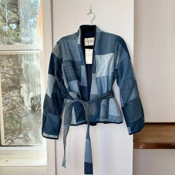 NWT Sissel Edelbo Free People Neo Leftover Patchwork Denim Jean Jacket Blue - Picture 9 of 17